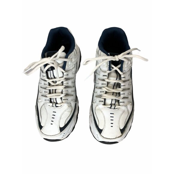 Skechers Sneakers Athletic Shoes 50127 Mens 8 Memory Fit White Navy Blue Reprint - Picture 5 of 10